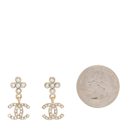 Crystal CC Cross Drop Earrings Gold
