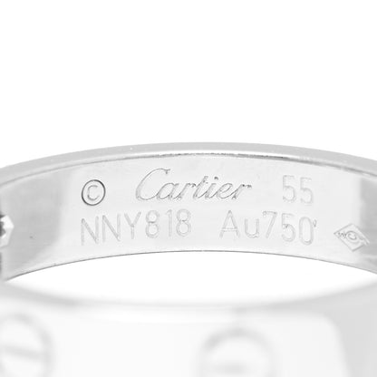 Cartier 18K White Gold Diamond 4mm LOVE Wedding Band Ring 56 7.5 3 of 4