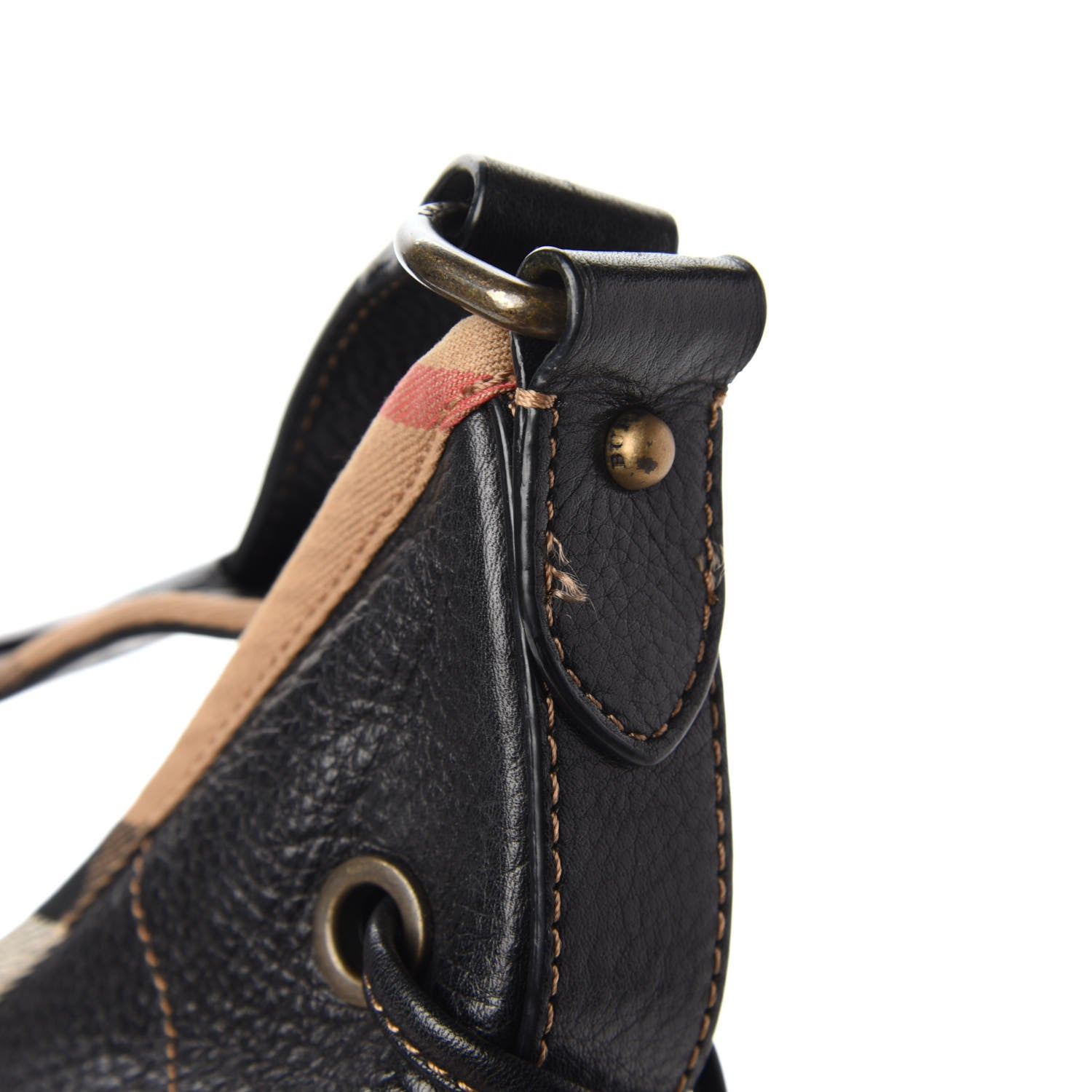 Burberry Calfskin Nova Check Trim Hobo Black 10 of 10
