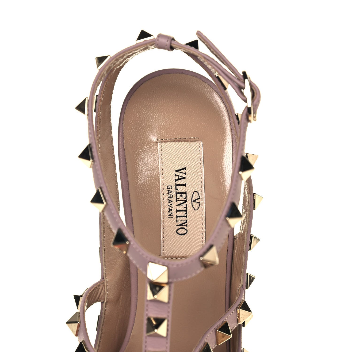 Valentino Garavani Patent Rockstud Ankle Strap Pumps 37.5 Poudre 7 of 8