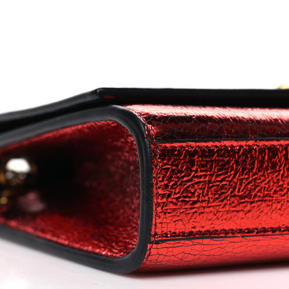 Saint Laurent Metallic Calfskin Small Classic Monogram Kate Satchel Red 9 of 10