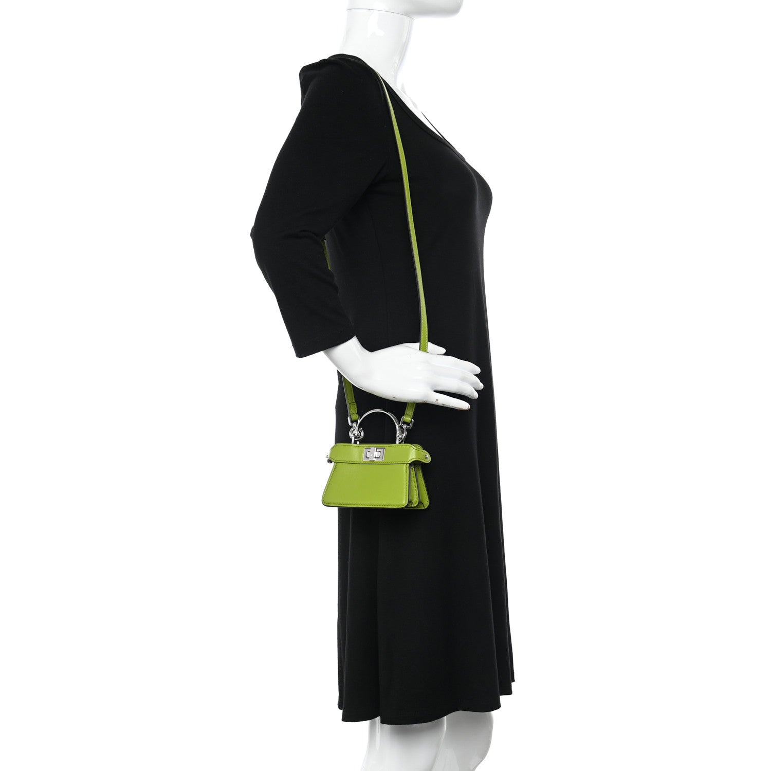 Fendi Shiny Nappa Nano Peekaboo Maxi Handle Satchel Wasabi 2 of 9