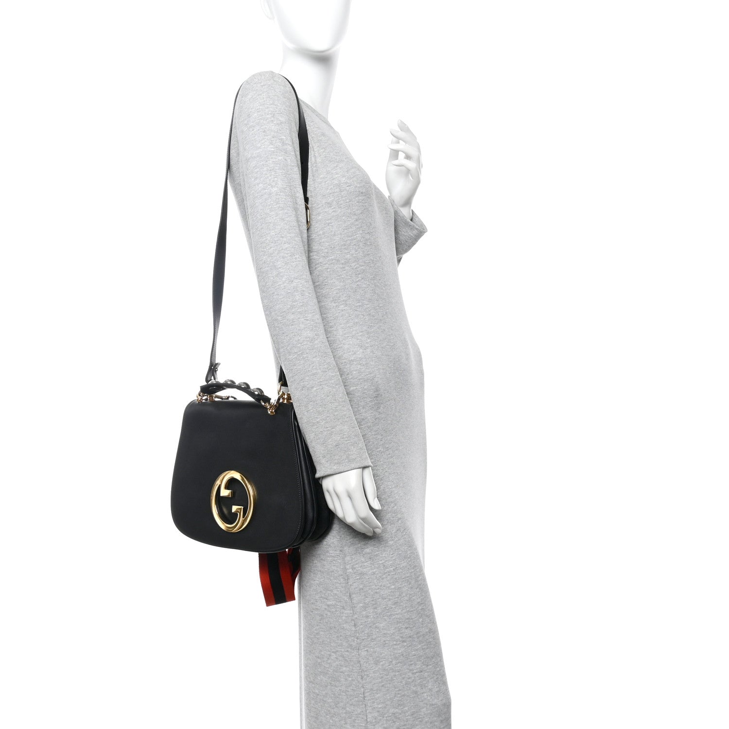 Gucci Roxy Calfskin Studded Medium Blondie Shoulder Flap Bag Black 2 of 10