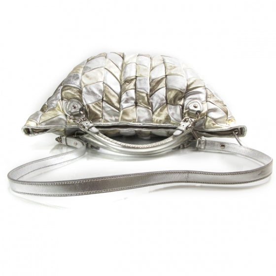 Miu Miu Nappa Leather Patchwork Tote Metallic 5 of 10