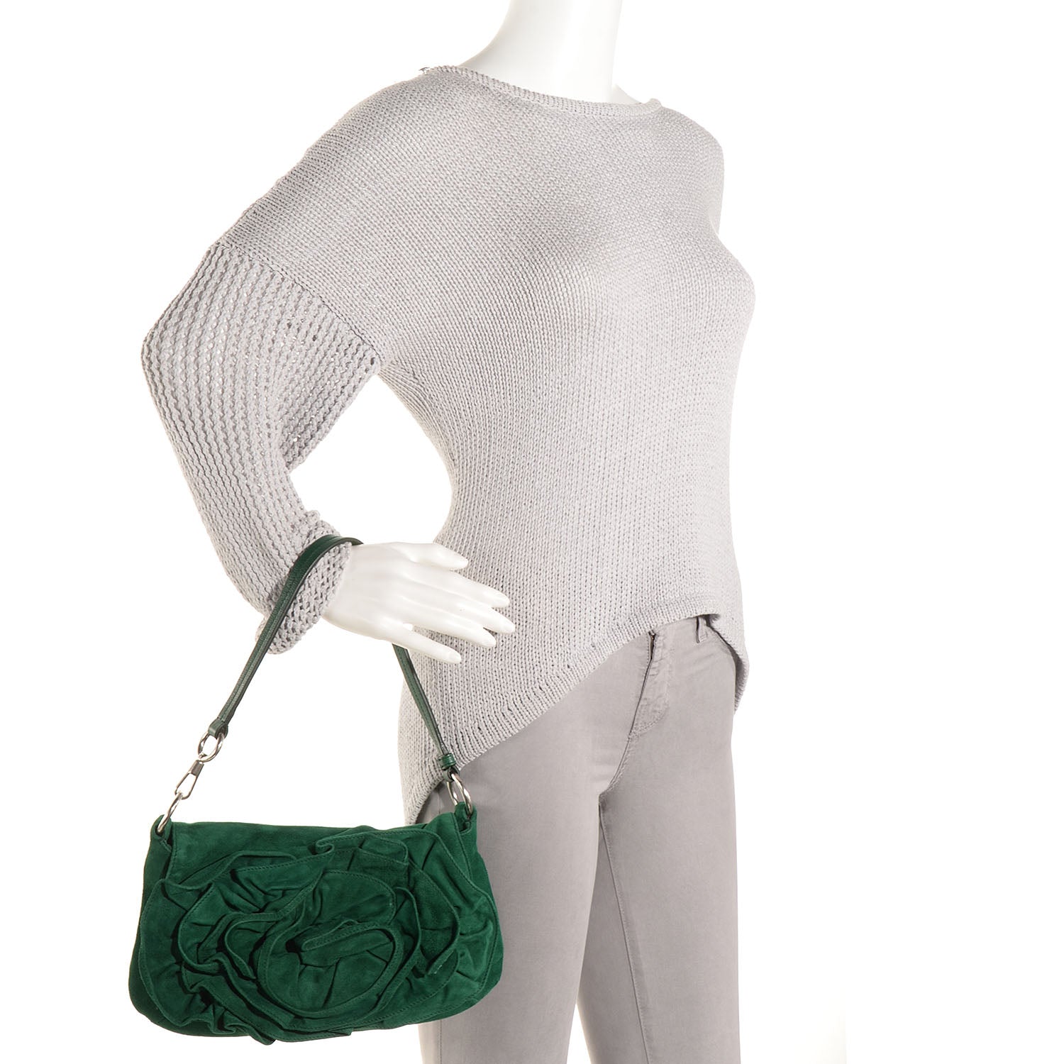 Saint Laurent Suede Nadja Shoulder Bag Green 2 of 7