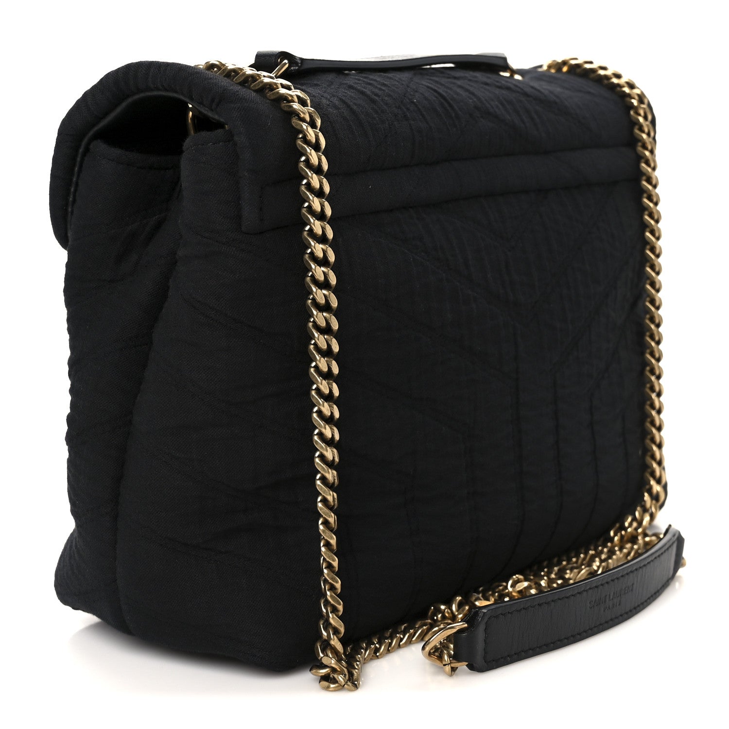 Saint Laurent Fabric Y Quilted Monogram Small Loulou Chain Satchel Black 3 of 12