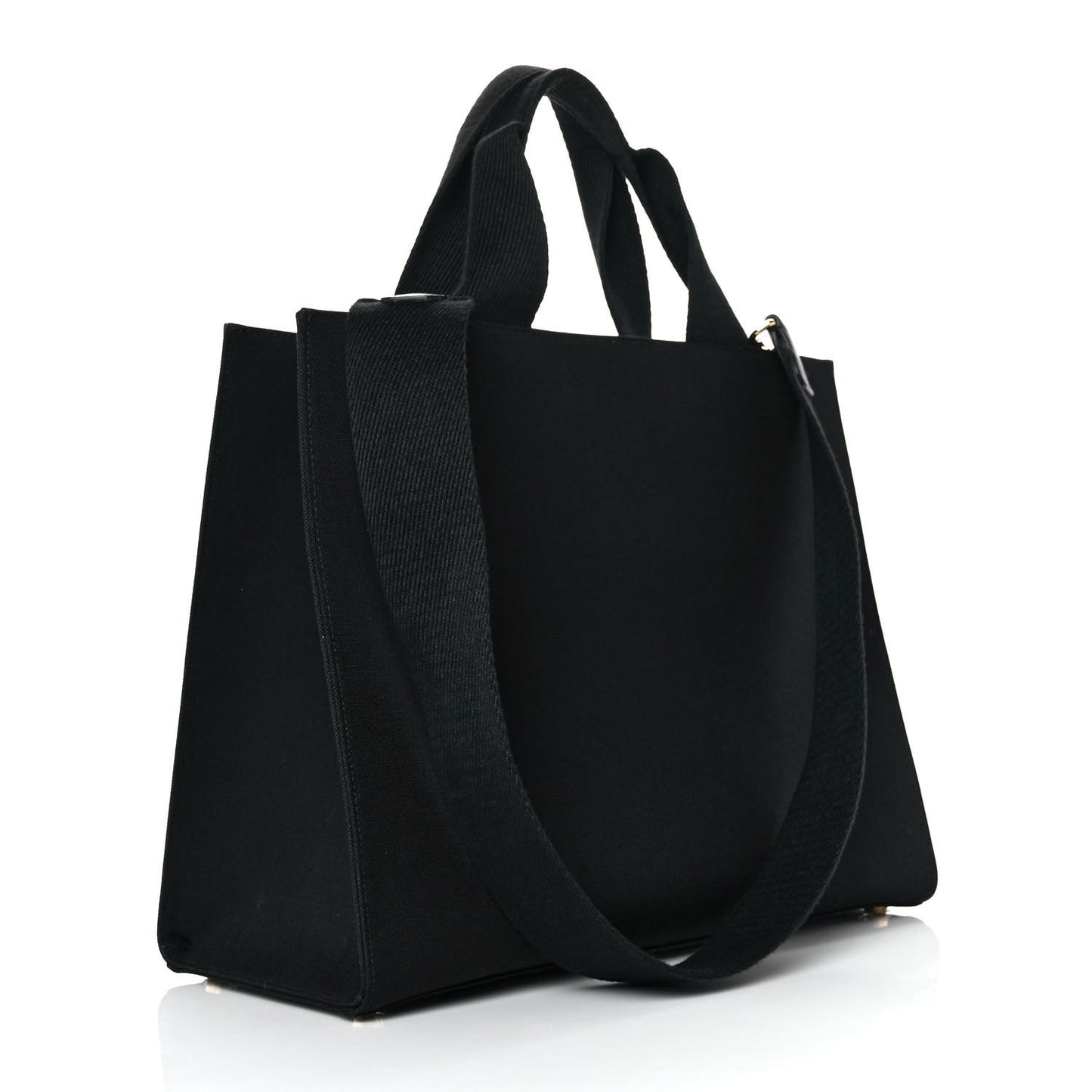 X VERSACE Cotton Canvas Cuoio Romano Fendace Logo Embroidered Signature Shopping Tote Black Gold