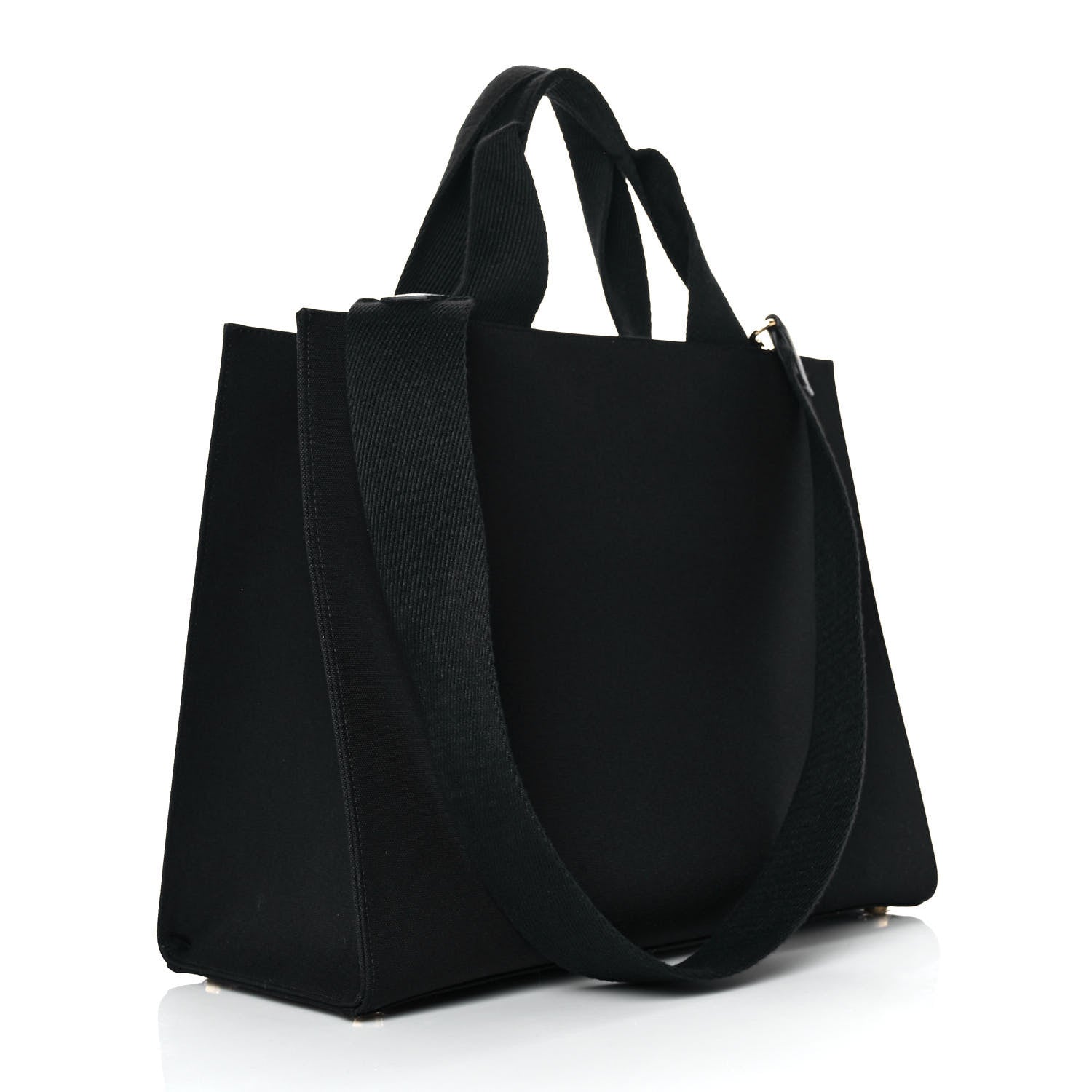 Fendi X VERSACE Cotton Canvas Cuoio Romano Fendace Logo Embroidered Signature Shopping Tote Black Gold 2 of 7