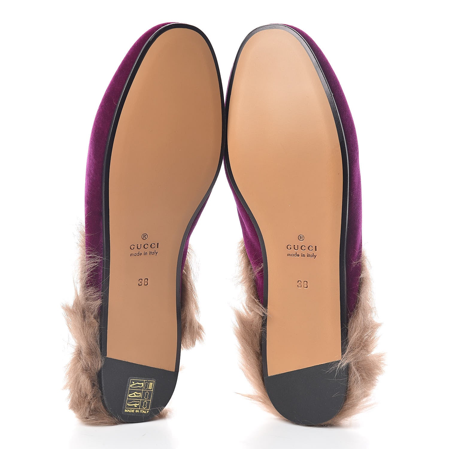 Gucci Velvet Fur Womens Princetown Slippers 38 Fucsia Violet Cyclamen Natural 7 of 8