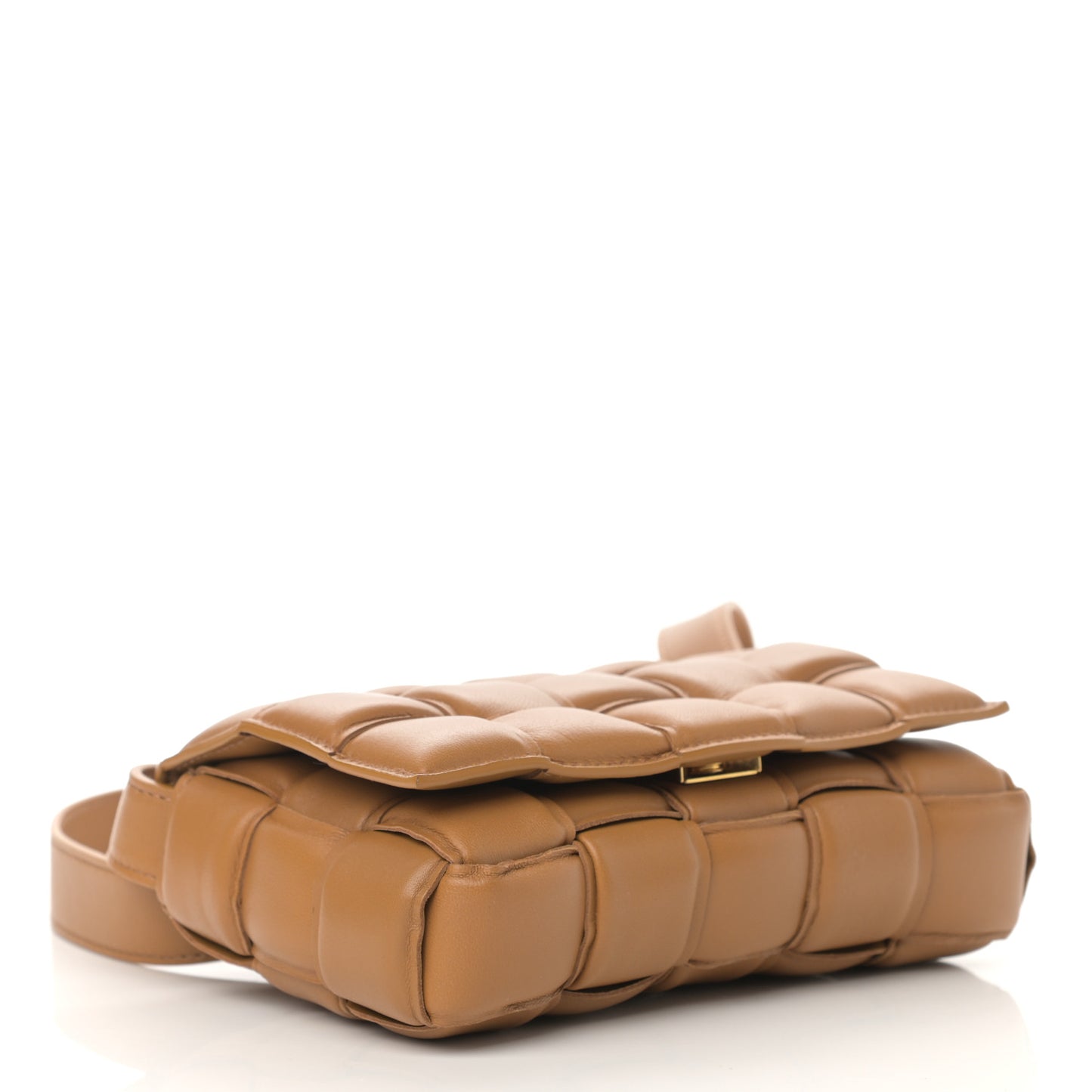 Nappa Maxi Intreccio Padded Cassette Crossbody Bag Caramel