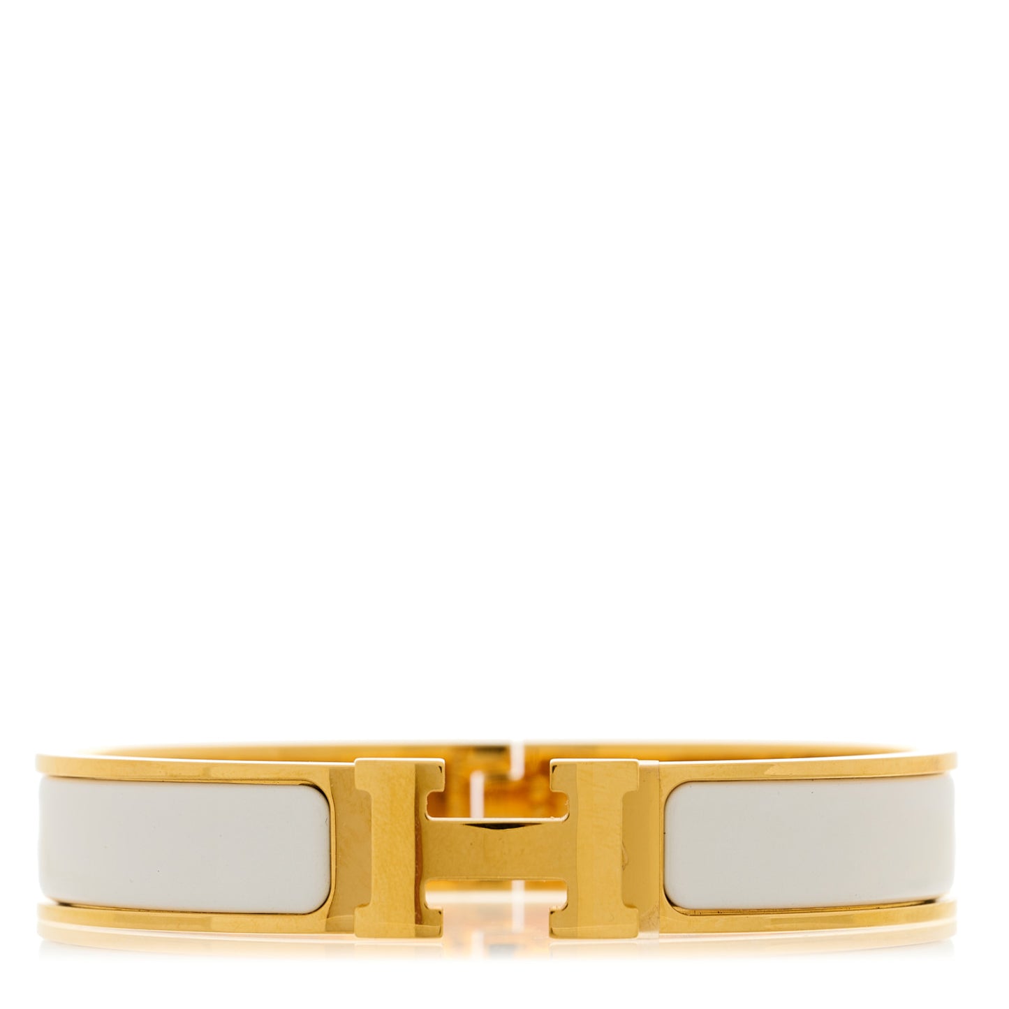 Enamel Narrow Clic Clac H Bracelet GM White