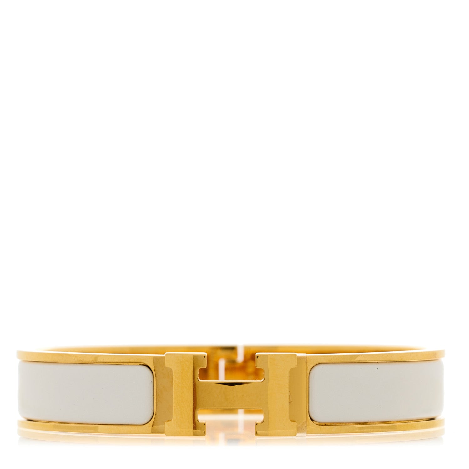 Hermes Enamel Narrow Clic Clac H Bracelet GM White 1 of 5