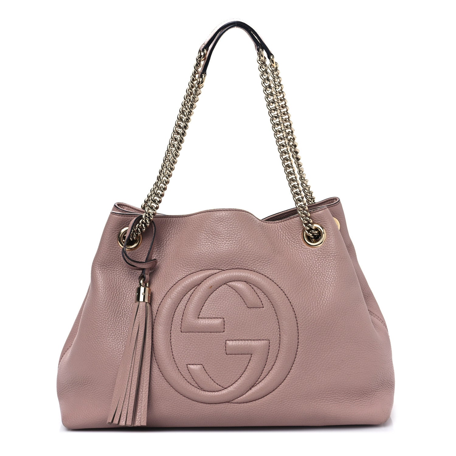 Gucci Pebbled Calfskin Medium Soho Chain Shoulder Bag Dark Cipria 1 of 9