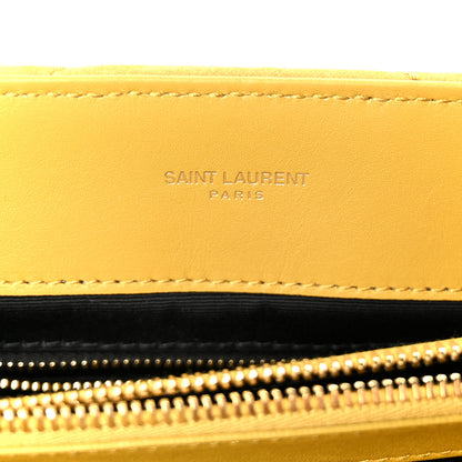 Saint Laurent Suede Y Quilted Monogram Medium Loulou Chain Satchel Chartreuse 6 of 11