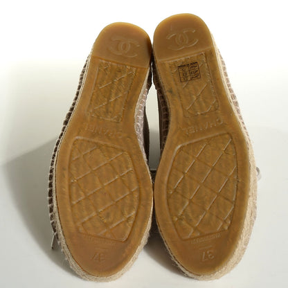 Chanel Striated Suede Espadrilles Sneakers 37 Light Grey 5 of 8