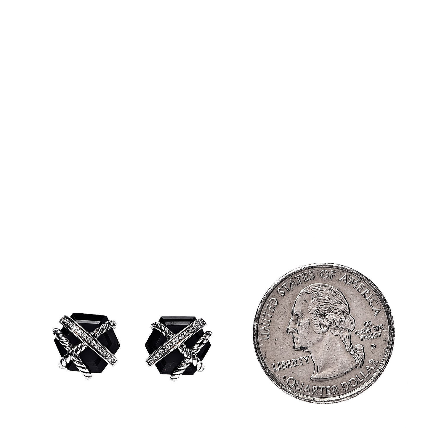 Sterling Silver Diamond Black Onyx 11mm Cable Wrap Earrings