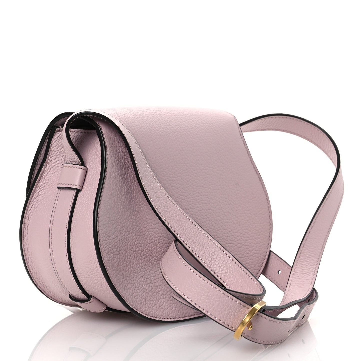 Calfskin Small Marcie Round Crossbody Bag Misty Lavender