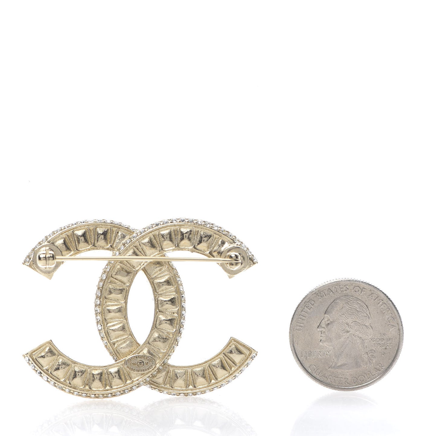 Baguette Crystal CC Brooch Gold