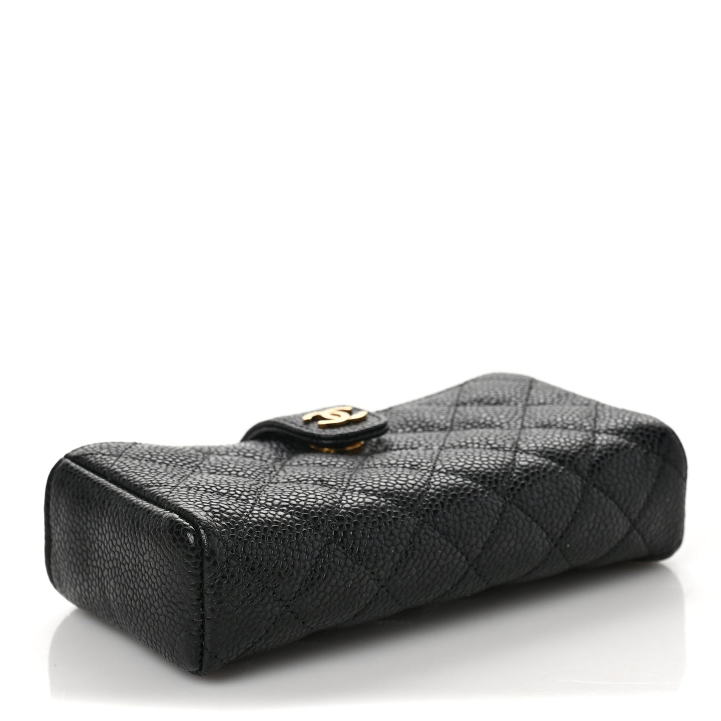 Caviar Quilted Mini Phone Holder Clutch Black