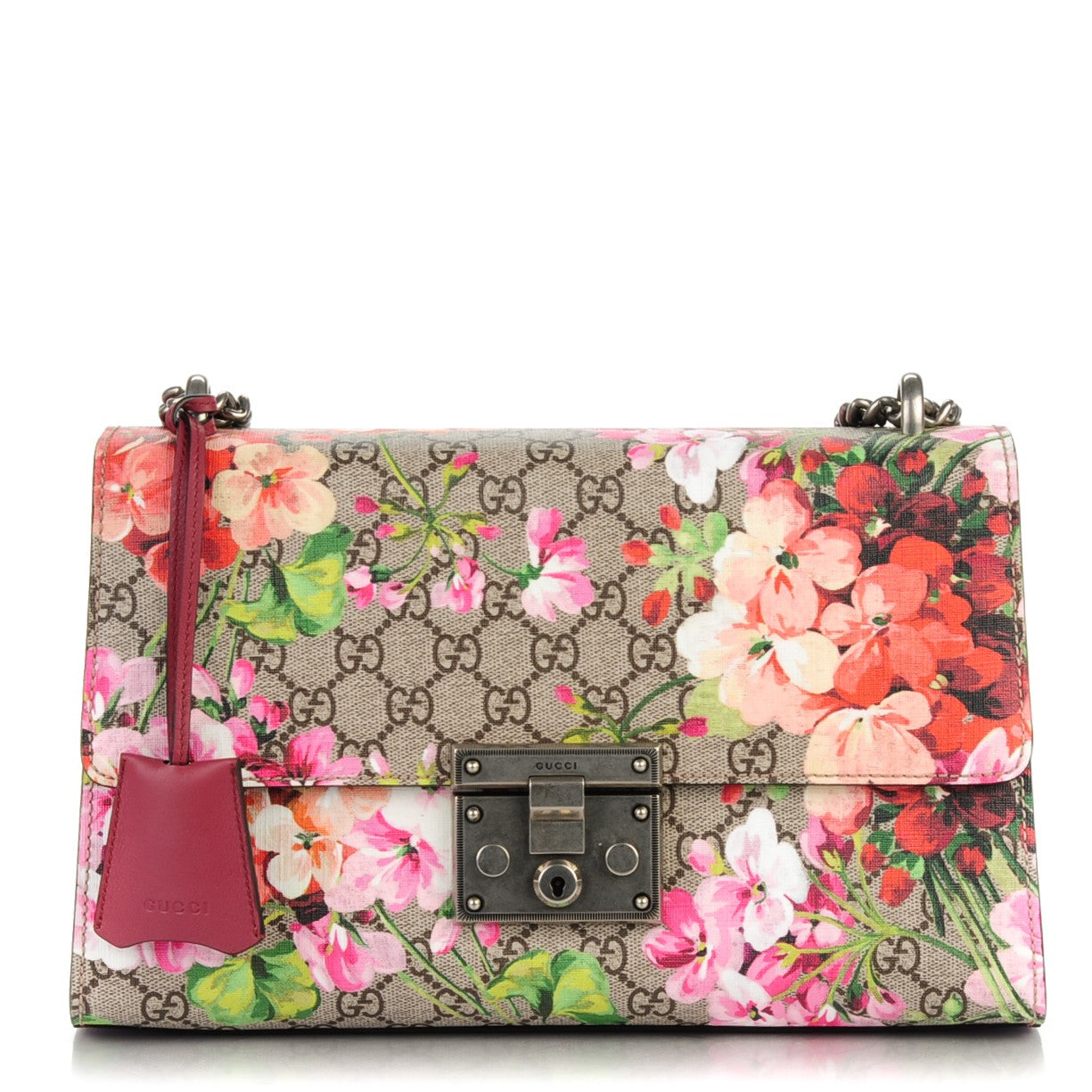 Gucci GG Supreme Monogram Blooms Medium Padlock Shoulder Bag Beige Multicolor Dry Rose 1 of 7