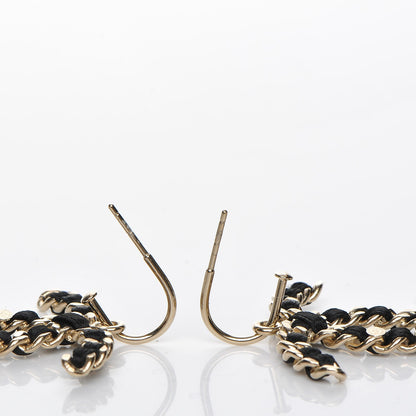 Chanel Satin CC Chain Earrings Light Gold Black 3 of 4