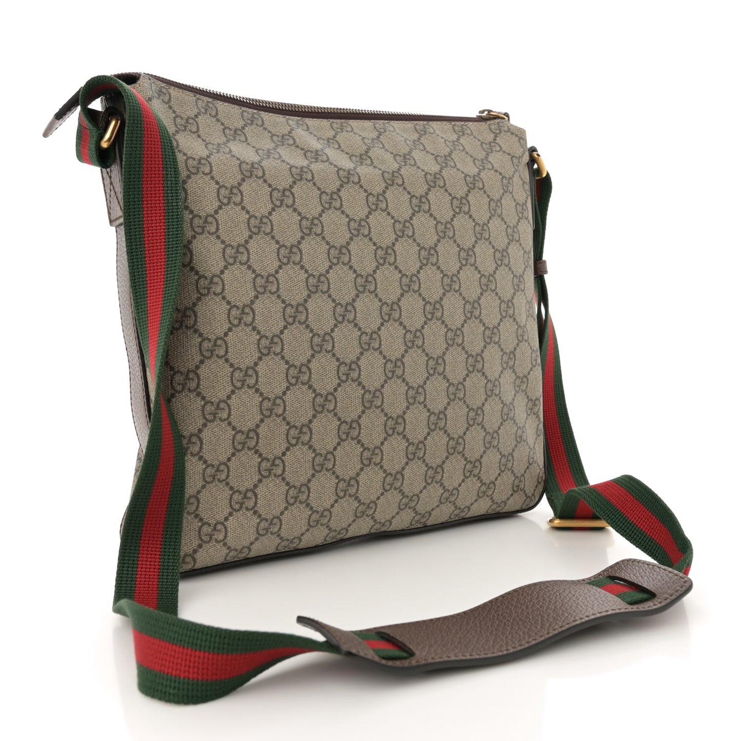 Soft GG Supreme Monogram Courrier Web Medium Flat Messenger Bag Beige New Acero Multicolor