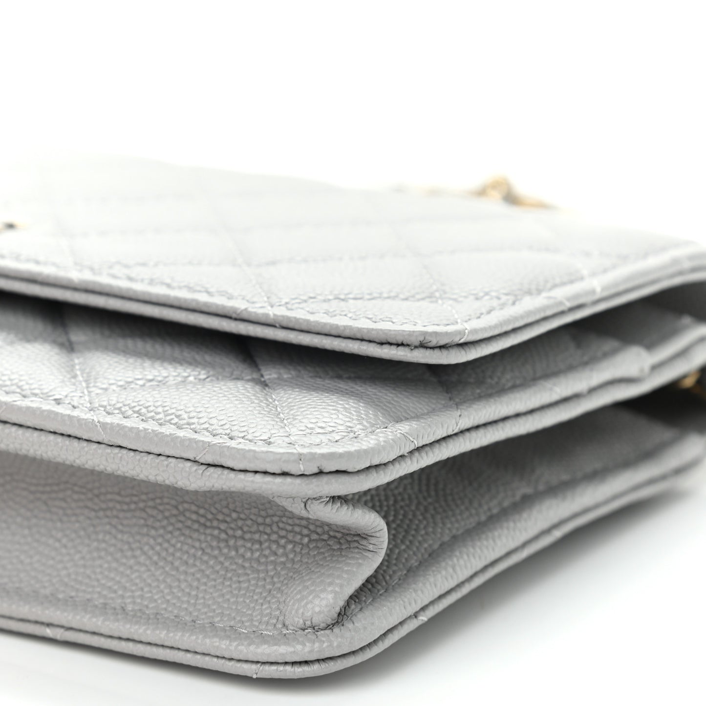 Caviar Quilted Wallet On Chain WOC Grey