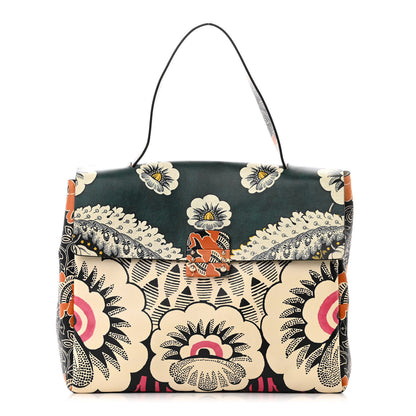 Valentino Garavani Calfskin Floral Print Mime Single Handle Bag Green 1 of 16