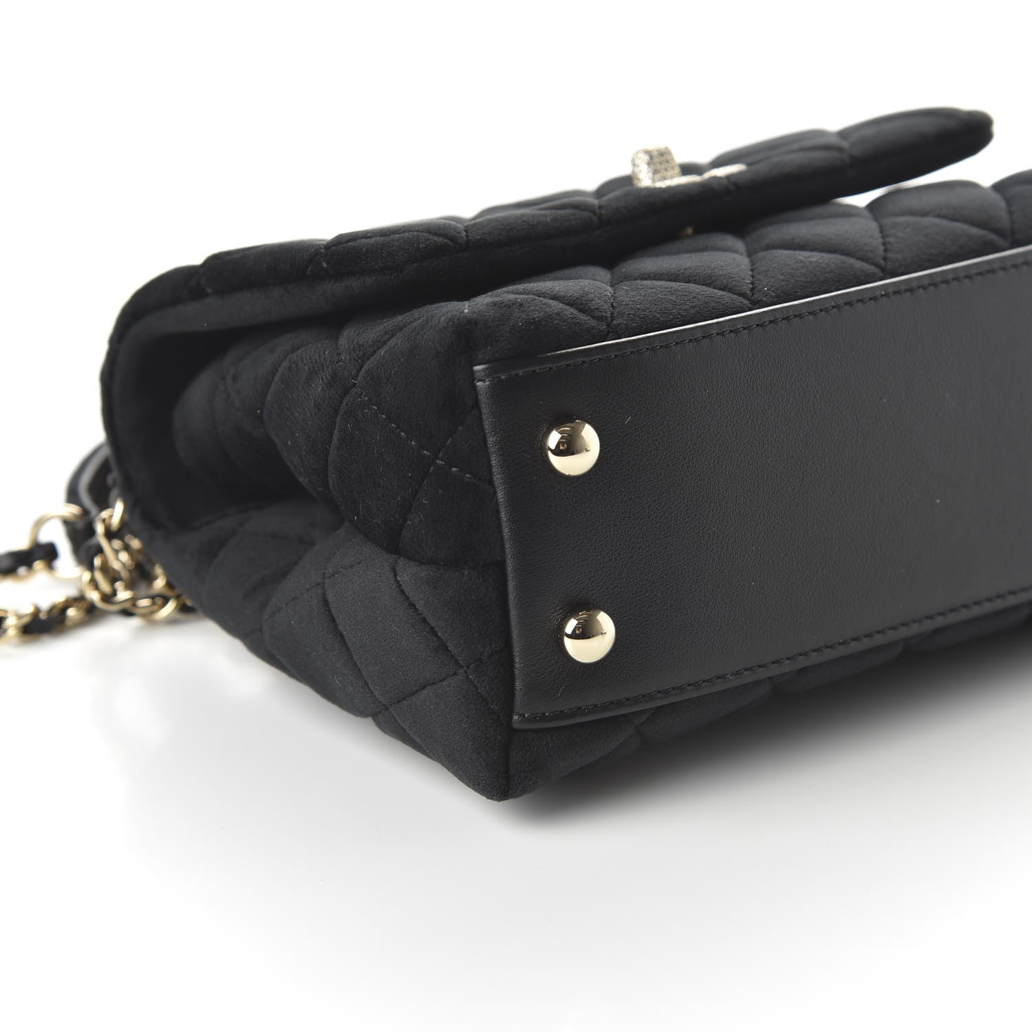 Chanel Velvet Crystal Quilted Extra Mini Coco Handle Flap Black 6 of 12