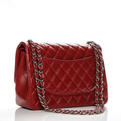 Chanel Caviar Quilted Jumbo Double Flap Red 3 of 9
