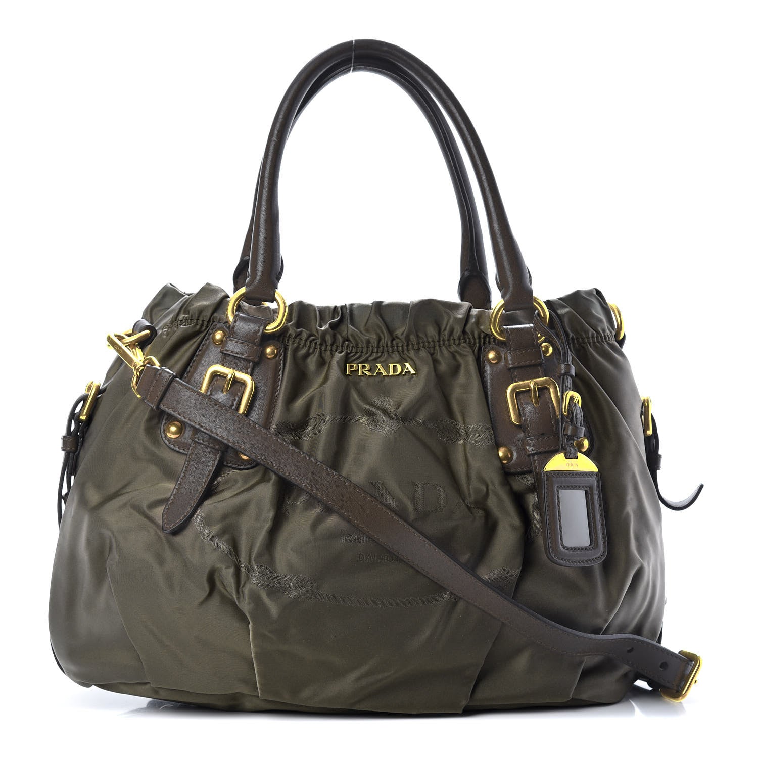 Prada Tessuto Nylon Jacquard Logo Tote Fumo 1 of 12