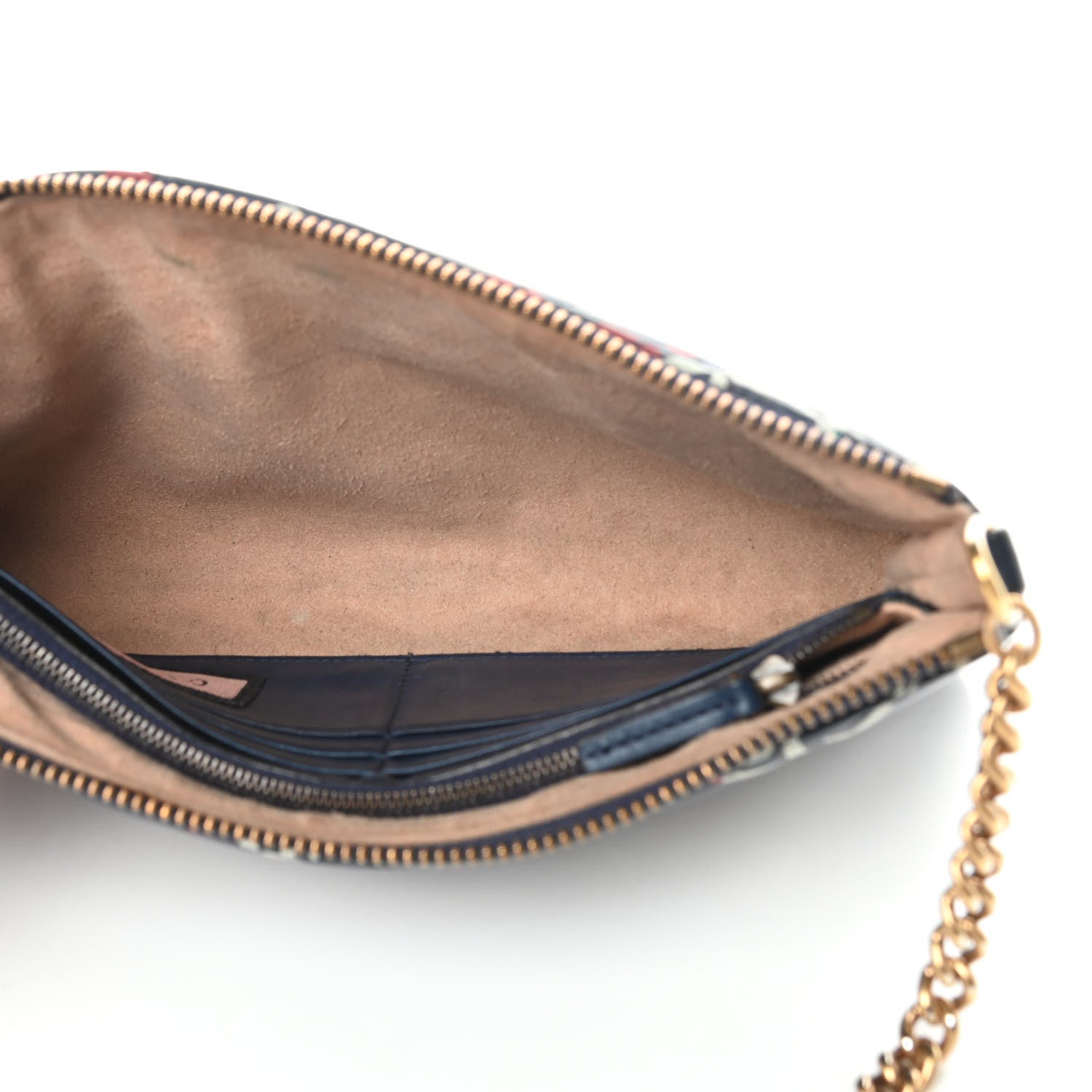 Gucci Calfskin Matelasse GucciGhost Mini GG Marmont Chain Bag Blue Agata Hibiscus Red 5 of 15