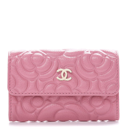 Chanel Caviar Camellia Embossed Card Holder Wallet Pink 1 of 9