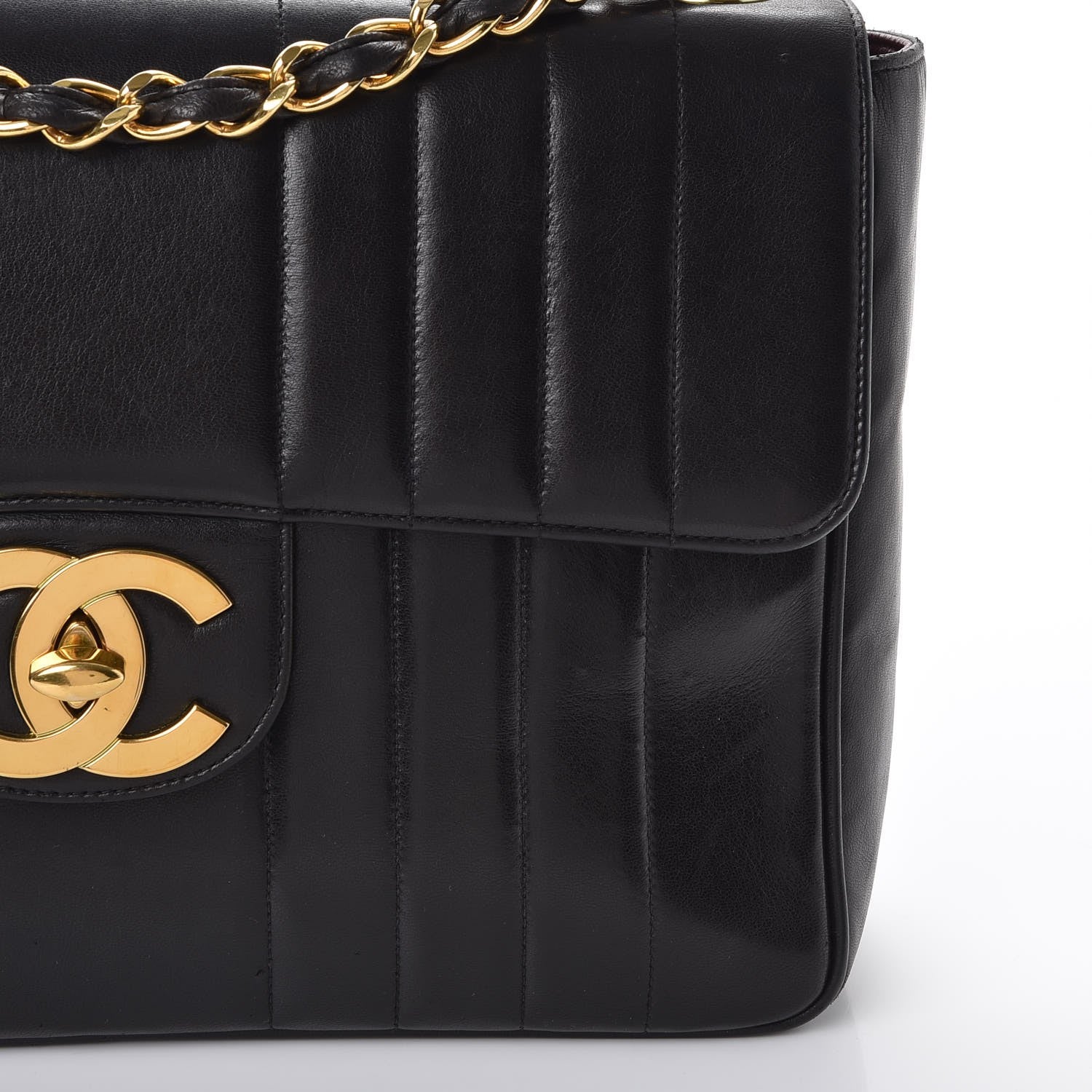 Chanel Lambskin Vertical Quilt Jumbo Single Flap Black 12 of 16