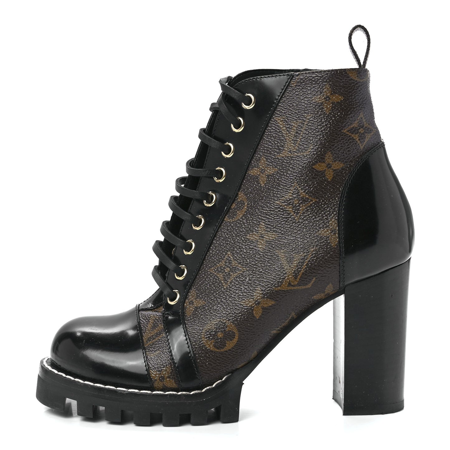 Patent Calfskin Monogram Star Trail Ankle Boots 36.5 Black