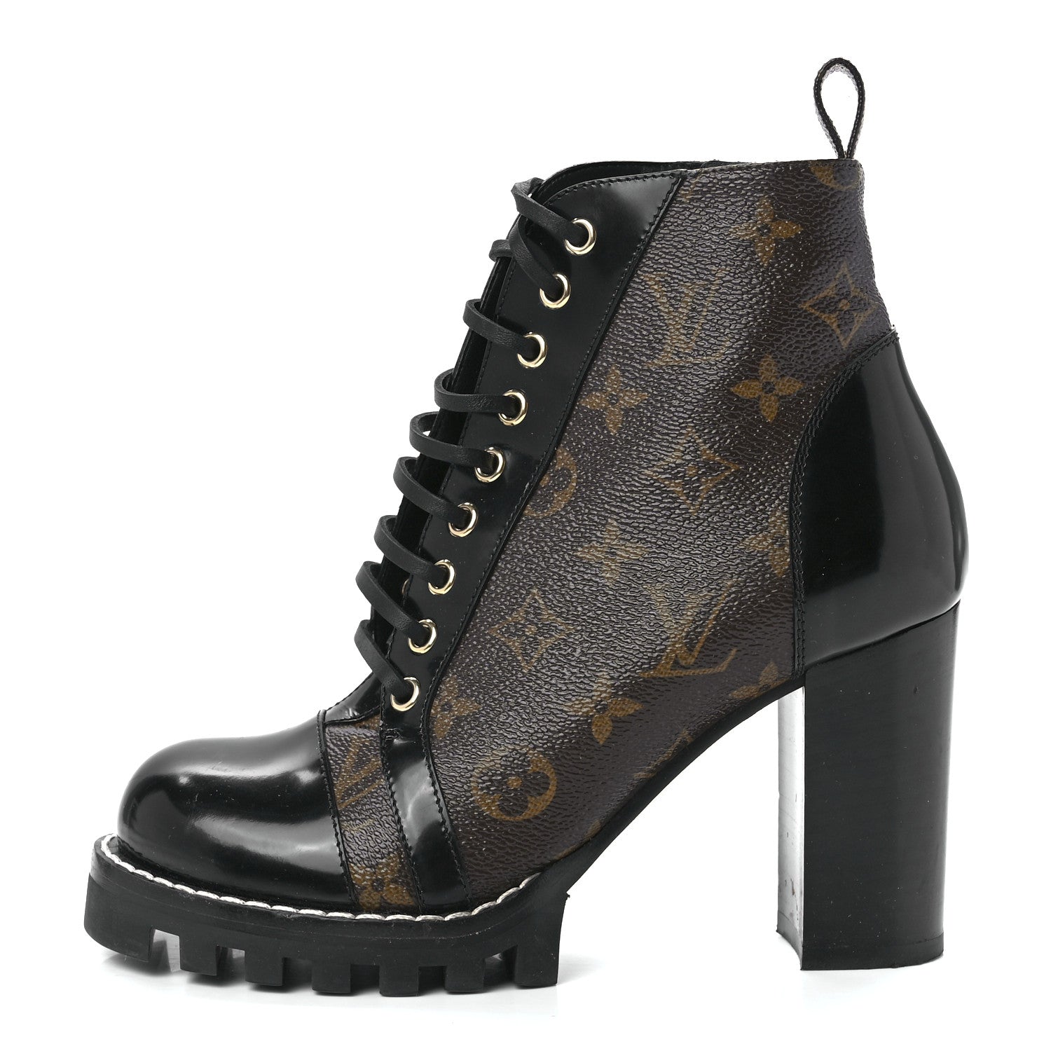 Louis Vuitton Patent Calfskin Monogram Star Trail Ankle Boots 36.5 Black 1 of 8