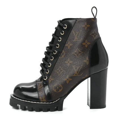 Louis Vuitton Patent Calfskin Monogram Star Trail Ankle Boots 36.5 Black 1 of 8