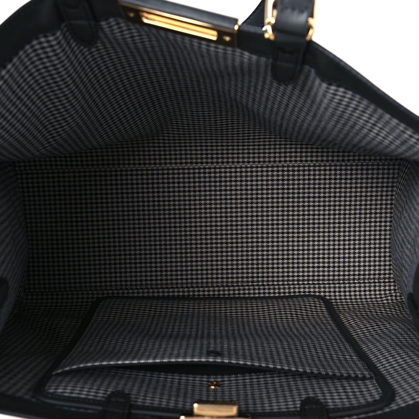 Wool Vitello King Houndstooth FF Embroidered Medium Peekaboo X-Tote Grigio Anthracite
