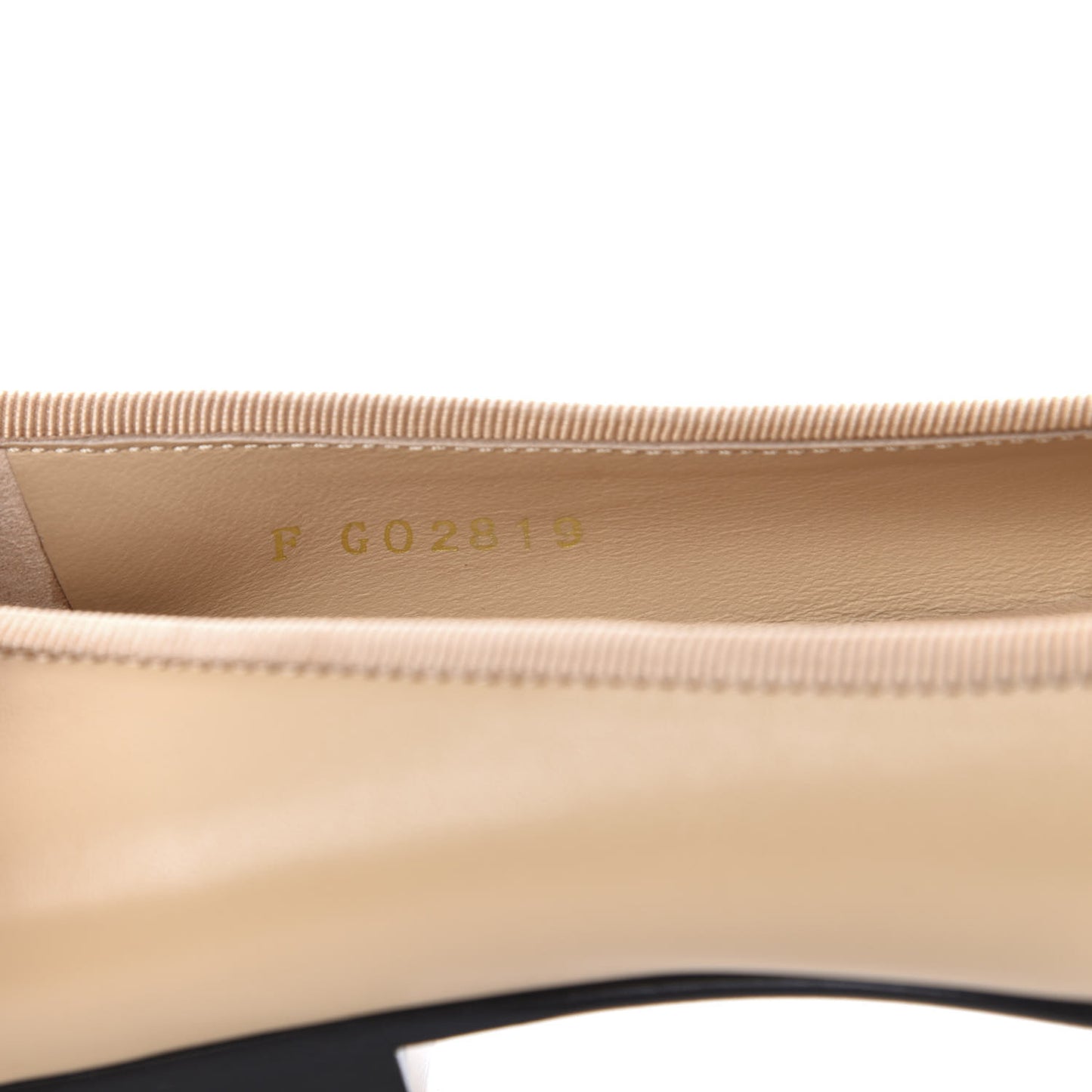 Lambskin CC Cap Toe Ballerina Flats 36 Beige Black