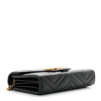 Gucci Calfskin Matelasse GG Marmont Chain Wallet Black 3 of 9