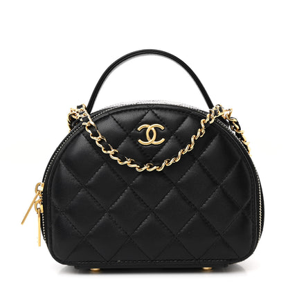 Chanel Lambskin Quilted Chic Riviera Top Handle Vanity Case Black 1 of 12