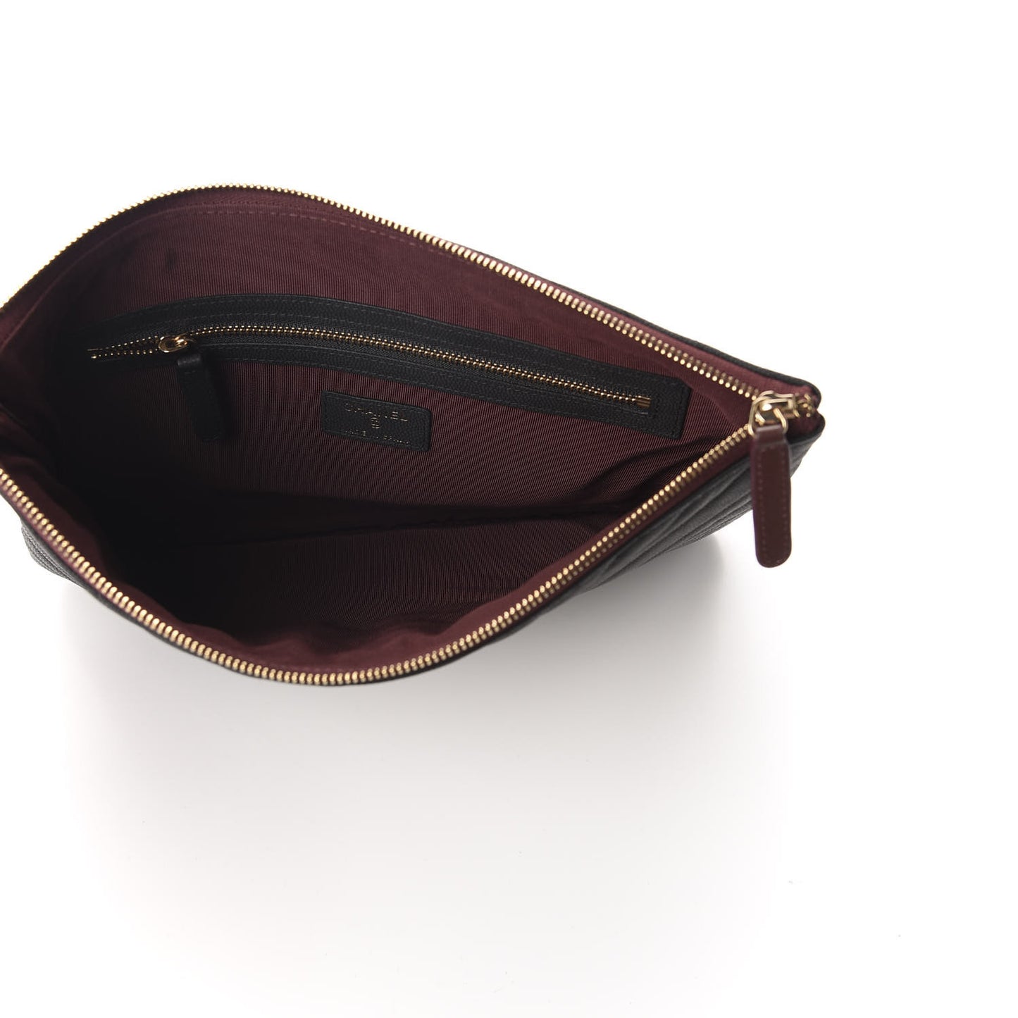 Caviar Chevron Quilted Medium Cosmetic Case Black