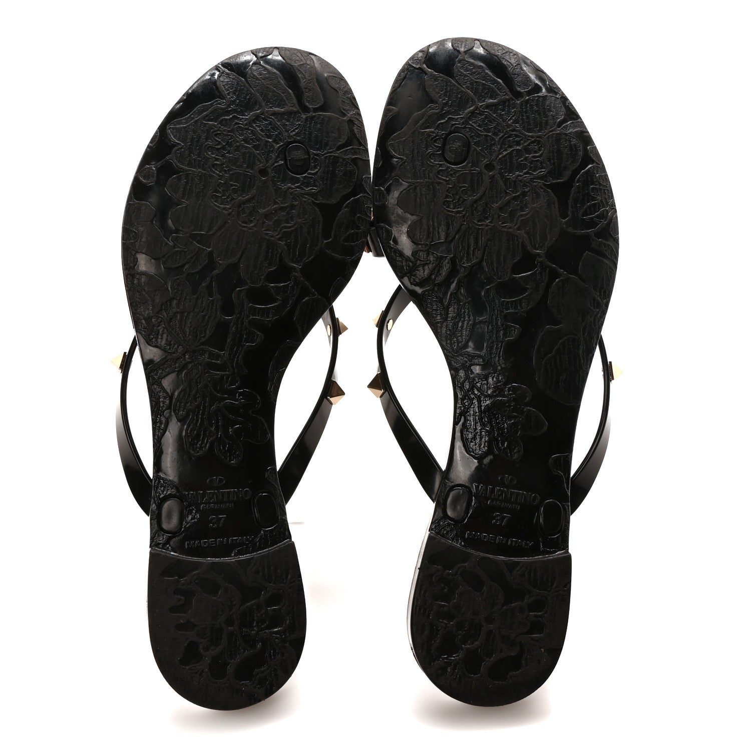 Valentino Garavani PVC Jelly Rockstud Bow Thong Sandals 37 Black 6 of 9