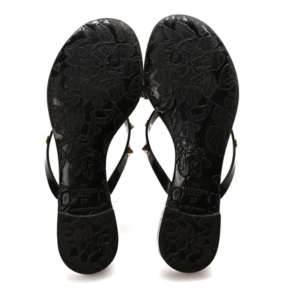 Valentino Garavani PVC Jelly Rockstud Bow Thong Sandals 37 Black 6 of 9