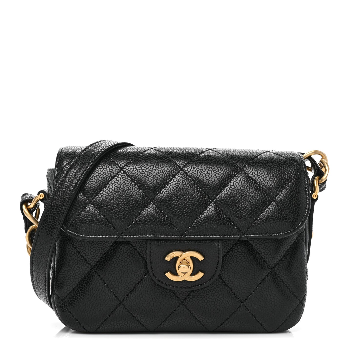 Caviar Quilted Mini Chain Flap Black