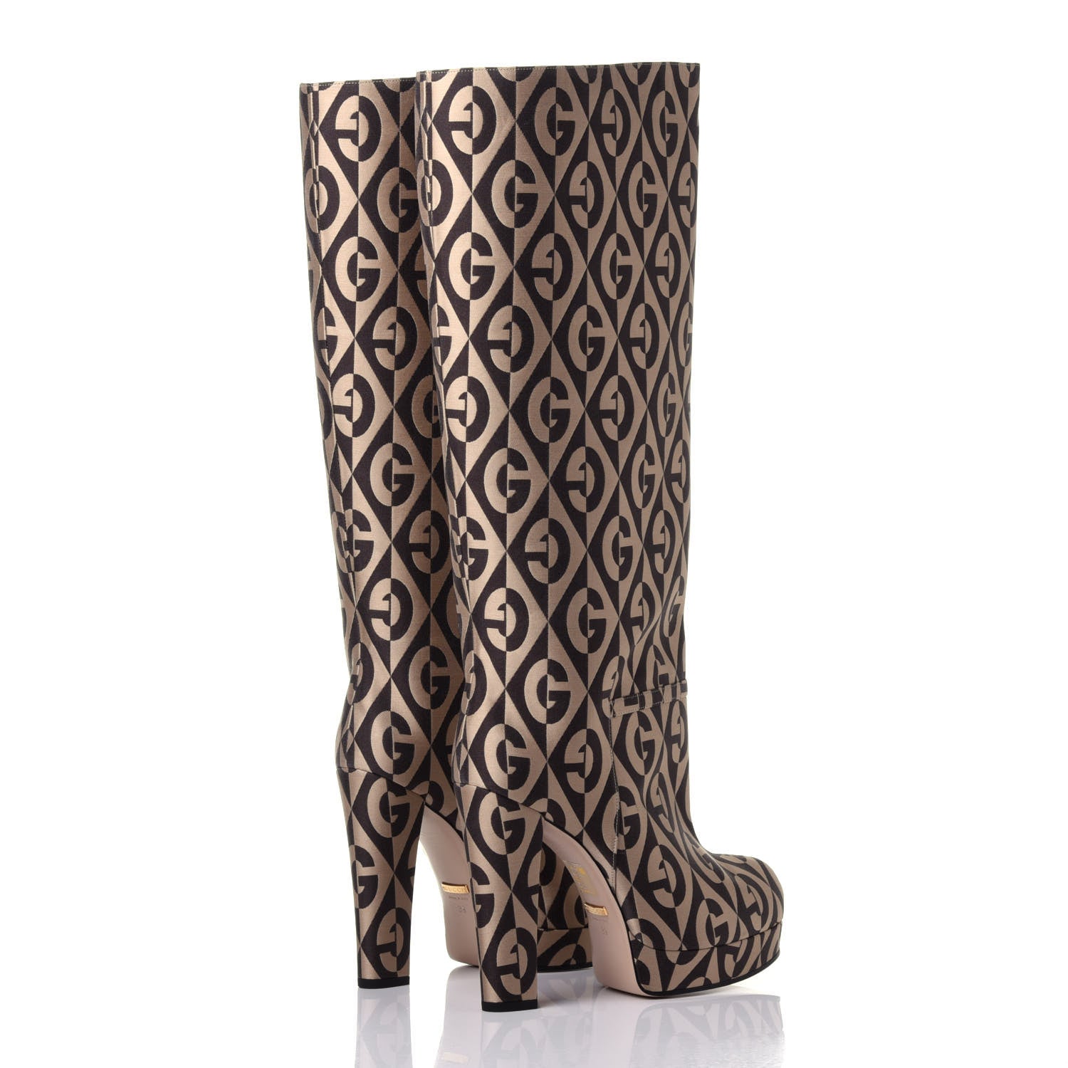 Gucci Fabric G Rhombus Print Platform Boots 39 Beige Cocoa 4 of 11