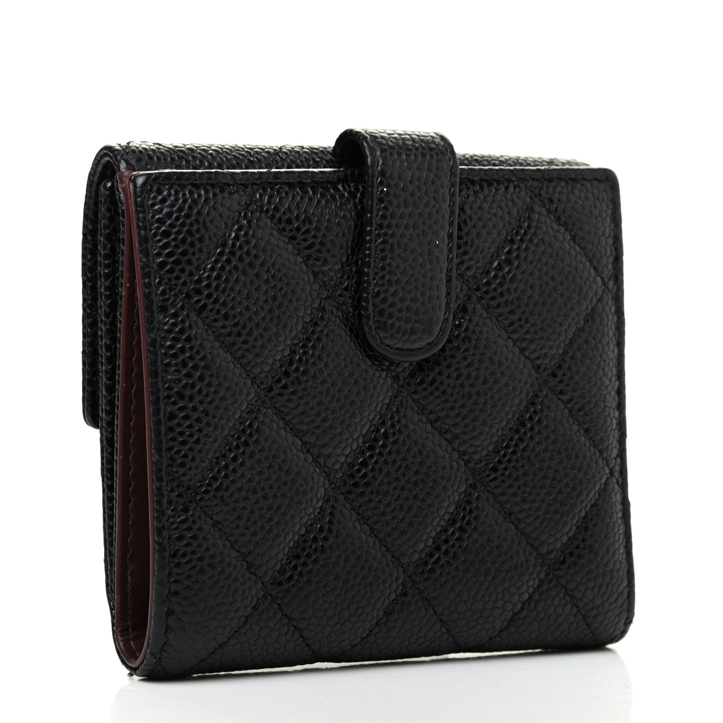 Caviar Quilted Compact French Flap Wallet Black