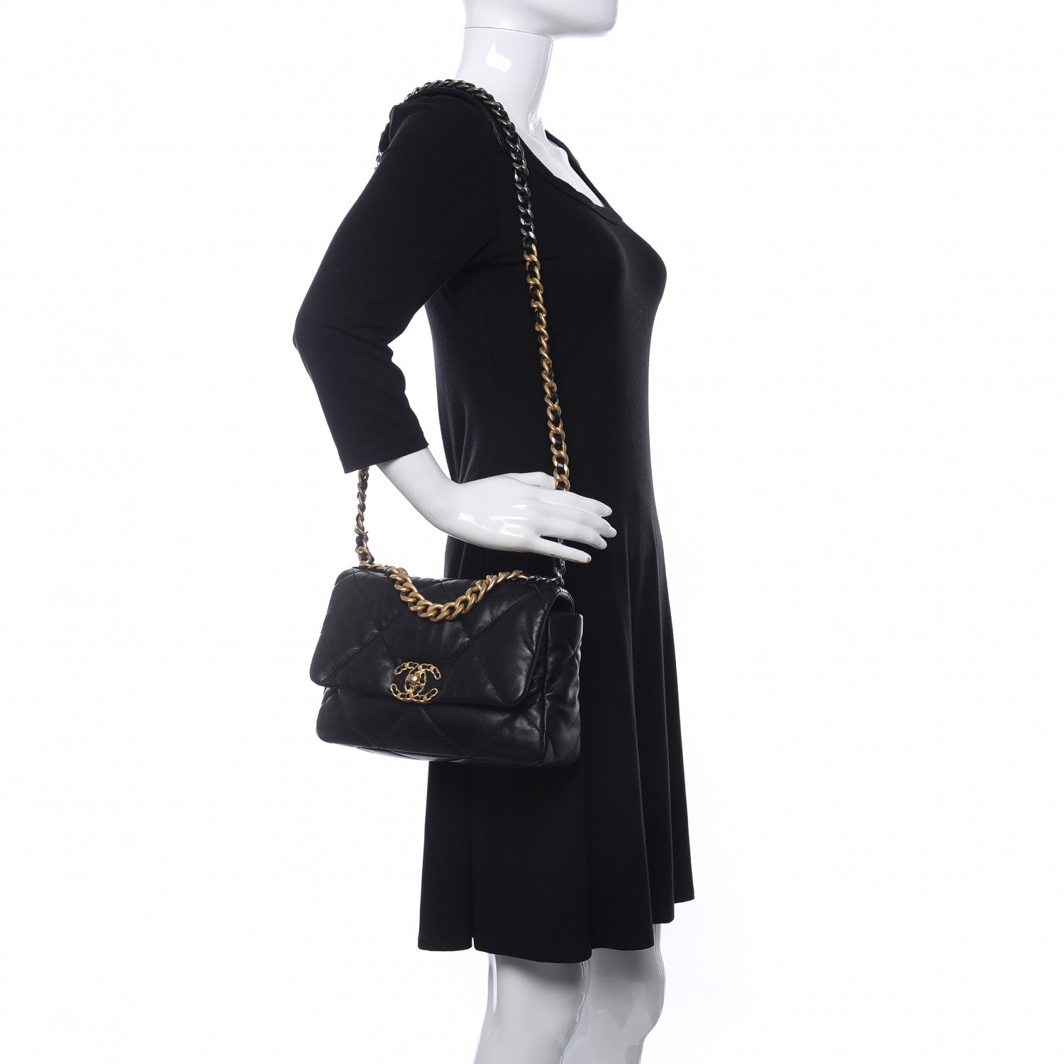 Chanel Goatskin Quilted Medium Chanel 19 Flap Black 2 of 11