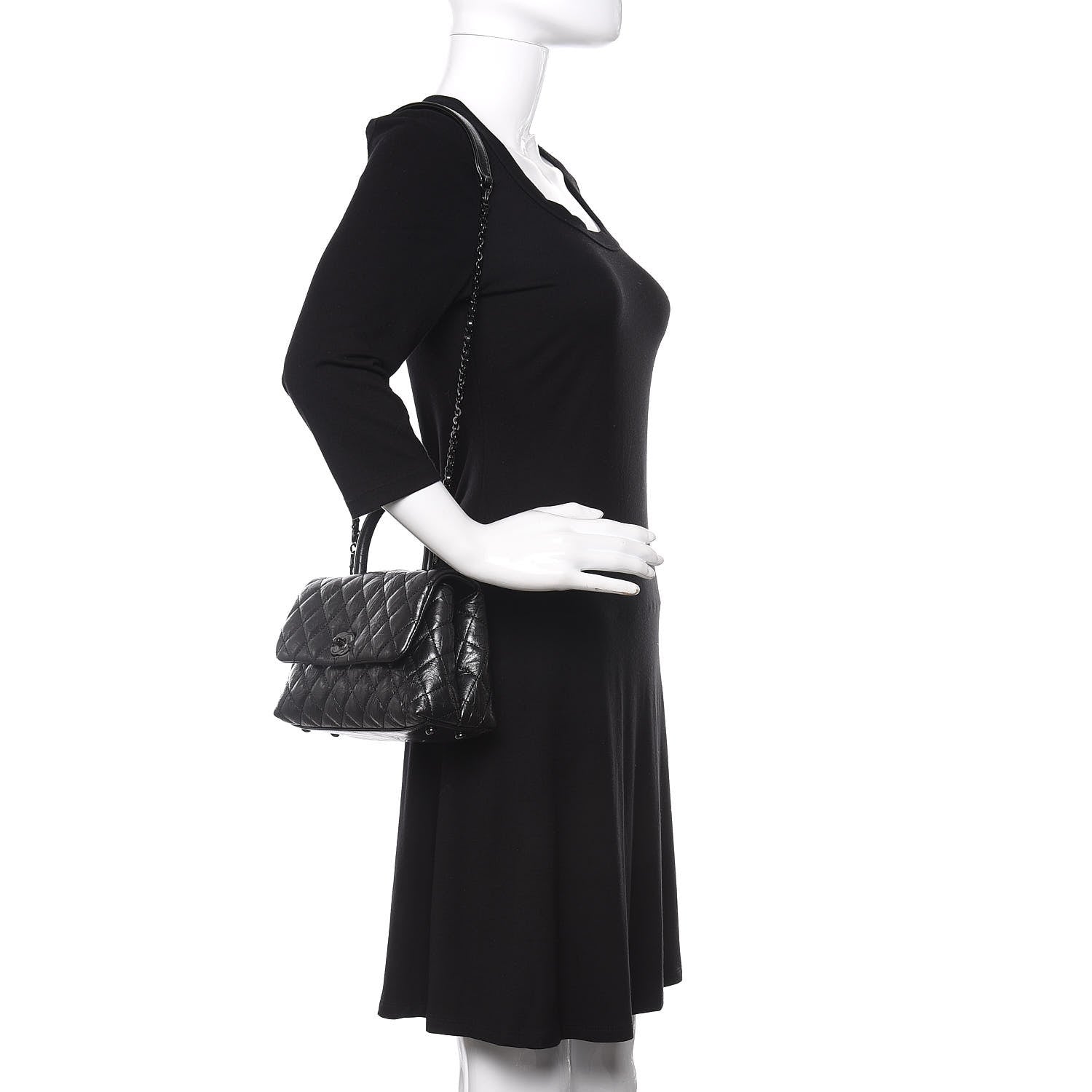 Chanel Aged Calfskin Quilted Mini Coco Handle Flap So Black 2 of 12