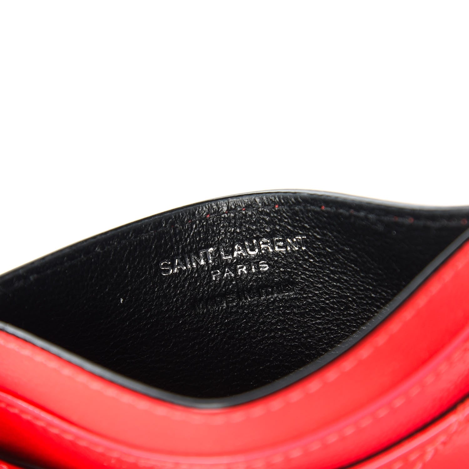Saint Laurent Patent Grain De Poudre Matelasse Chevron Monogram Credit Card Case Neon Pink 6 of 9
